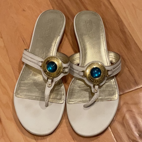 Women’s Coach white leather Rumour sandals, size 9.5 - Picture 1 of 6